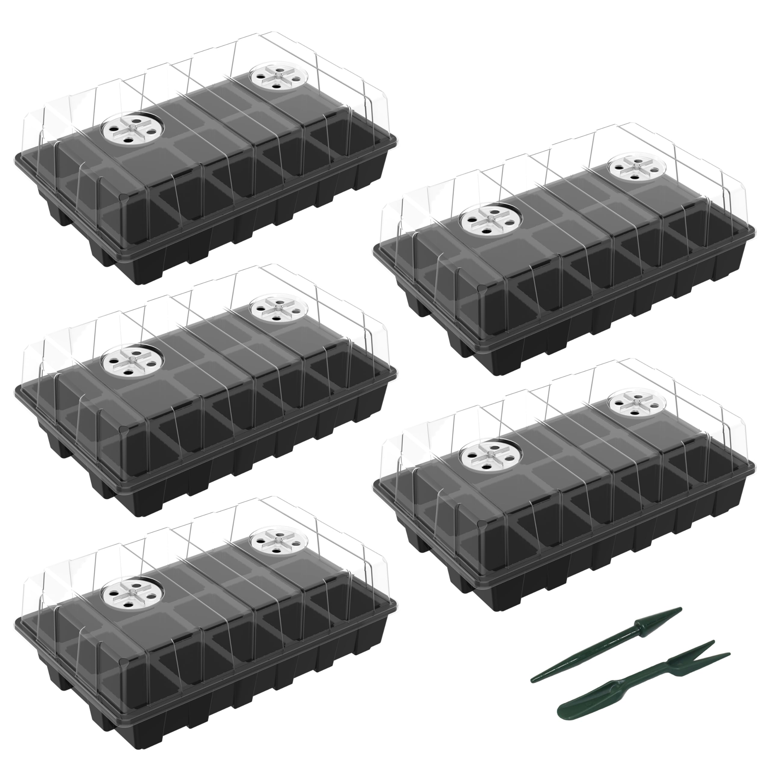 Gardzen 5-Set Garden Propagator Set, Seed Tray Kits with 75-Cell
